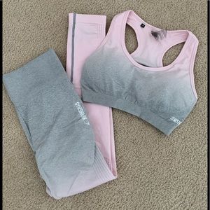 COPY - GYMSHARK Ombré Pink/Gray Seamless Tank & Legging Set